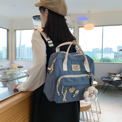 Lovely Multifunctional Backpack Teenage Girl Ring buckle Portable Travel Bag Female Small Schoolbag Badge Women Backpacks