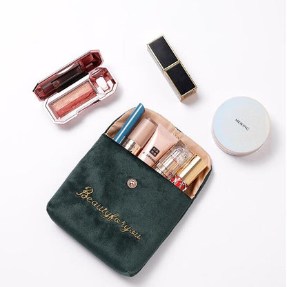 PURDORED 1 Pc Mini Lipstick Bag for Women Velvet Small Cosmetic Bag Travel Makeup Case Lipstick Organizer Pochette Maquillage