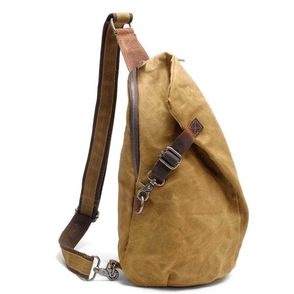 Anti Theft Chest Bag Vintage Canvas Men Shoulder Bag Leisure Crossbody School Bags Hobo Style Small Youth Waterproof Travel Bags