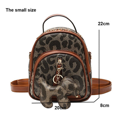 Fashion Leopard Women Backpack Ladies Travel Backpacks Small School Bags for Teenage Girls Designer multi-function Shoulder Bags