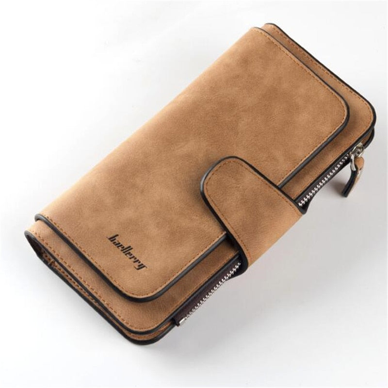 Fashion Women Wallets Dull Polish Leather Wallet Double Zipper Day Clutch Purse Wristlet Portefeuille Handbags Carteira Feminina