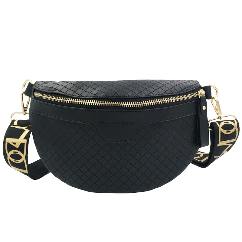 Thick Chain Women&#39;s Fanny Pack Plaid leather Waist Bag Shoulder Crossbody Chest Bags Luxury Designer Handbags Female Belt Bag