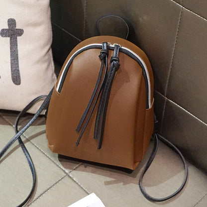 Mini PU Leather Backpack Women&#39;s Small Shoulder Bag with Tassel Zipper  Female Leather  School Bagpack Bag for Teenage Grils