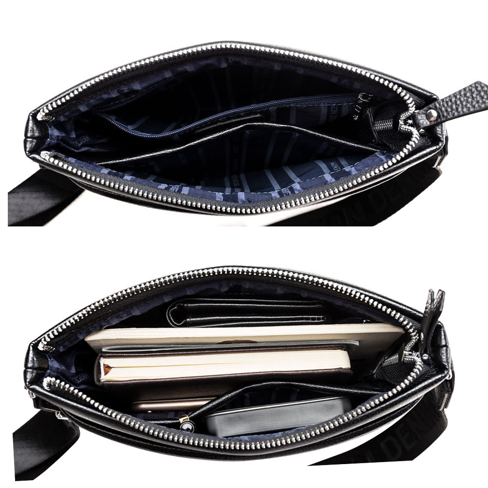 BISON DENIM Genuine Leather Mens Shoulder bag iPad Messenger Bag Luxury Crossbody bag designer for Men N2022