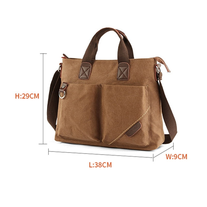 Scione Men Canvas Portable Handbag Business Fashion Casual Vintage Multifunction Shoulder Bag Leisure handbag Dropshipping