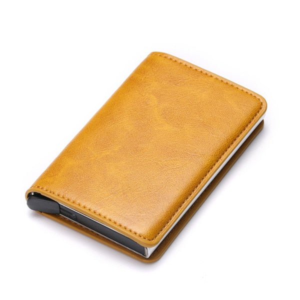 Business ID Credit Card Holder Men Women Coin Leather Wallet RFID Aluminium CardHolder Box with Money Clips Purse