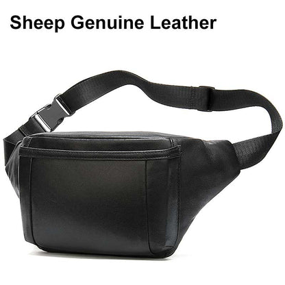 MVA Men&#39;s Waist Bag Belt Waist Packs Sheep genuine Leather Waist Bag For men/women Fanny Pack Belt Bum/Hip men&#39;s belt bags  8879