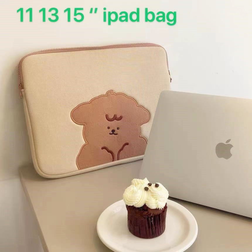 11 13 inch Laptop Tablet Case Korean Bear Dog Pouch For Macbook Air Pro Retina 9.7 10.8 13.3 15 15.6 Inch Ipad Inner Sleeve Bag