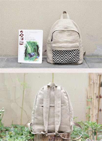 Female Ecology Cotton Linen Backpack Women High Quality Eco-friendly Fabric Casual School Book Designer Knapsack Daypack Bag