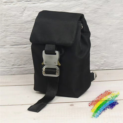 Black 1017 ALYX 9SM Bags Men Women 1:1 High Quality Drawcord Wrapping ALYX Bag Classic Metal Buckle Backpacks