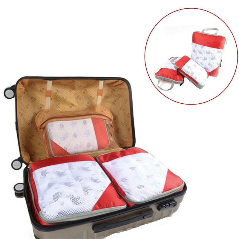 Compressible storage bag set Three-piece Compression Packing Cube Travel Luggage Organizer foldable Travel Bag Organizer