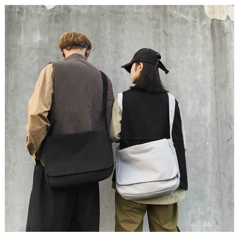 Japanese Canvas Shoulder Crossbody Bag for Women Cotton Cloth Big Lady Satchels Unisex Cross Body Bag Large Woman Messenger Bags