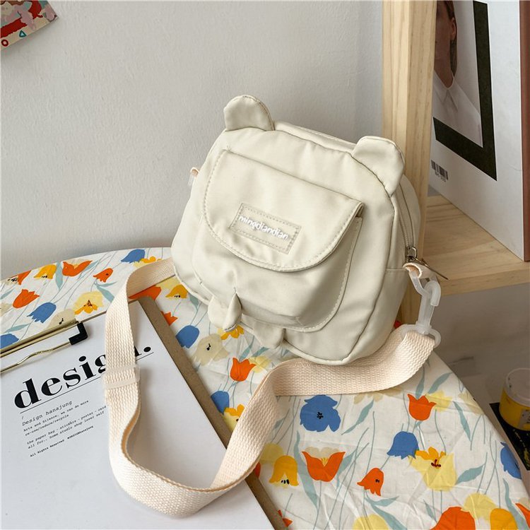 Japanese Cute Bear Ears Shaped Bag Women Small Crossbody Bags Nylon Bag Student Shoulder Bag New Flap Bolsa Feminina Bag Women