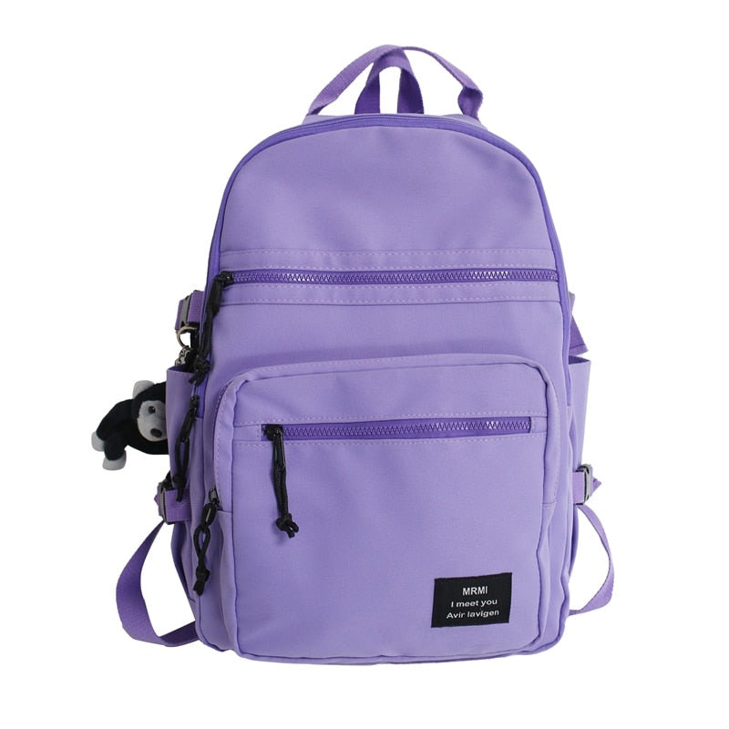 Solid Color Big Student Backpack Girl New School Bag High Capacity Women Backpack Female Cute Rucksack Leisure Travel Mochila