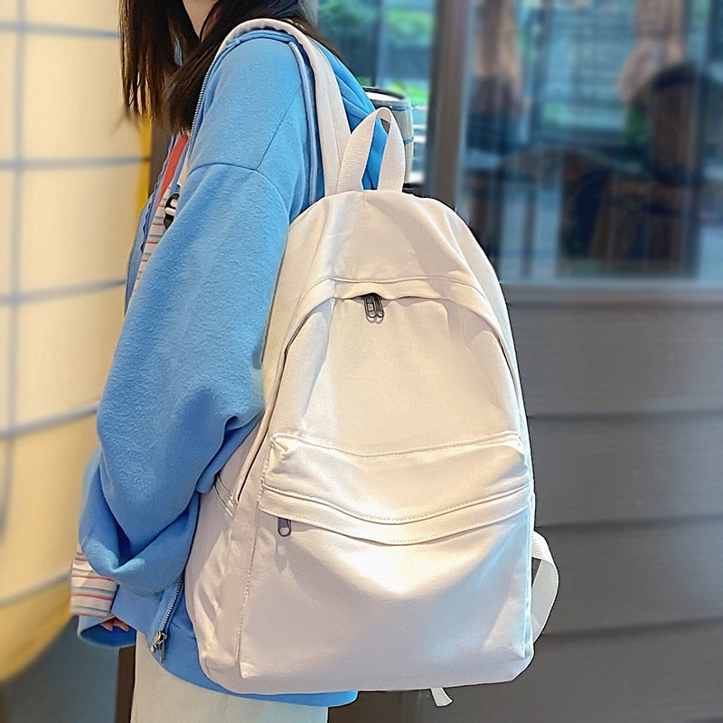 Girl Cool Travel Canvas Trendy Student Bag Female Kawaii College Backpack Fashion Women Book Bag Lady Cute Laptop Backpack Solid
