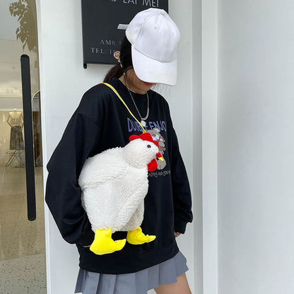 Cute Cartoon Hen Shape Women Crossbody Bags Fashion Plush Shoulder Bags Casual Pure Color Ladies Small Messenger Bags Handbags