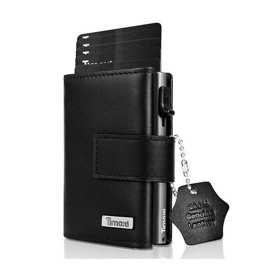 Credit Card Case Mini Wallet with Zip Coin Purse Men RFID Protection Genuine Leather Card  Wallet Small Aluminum Card Holder