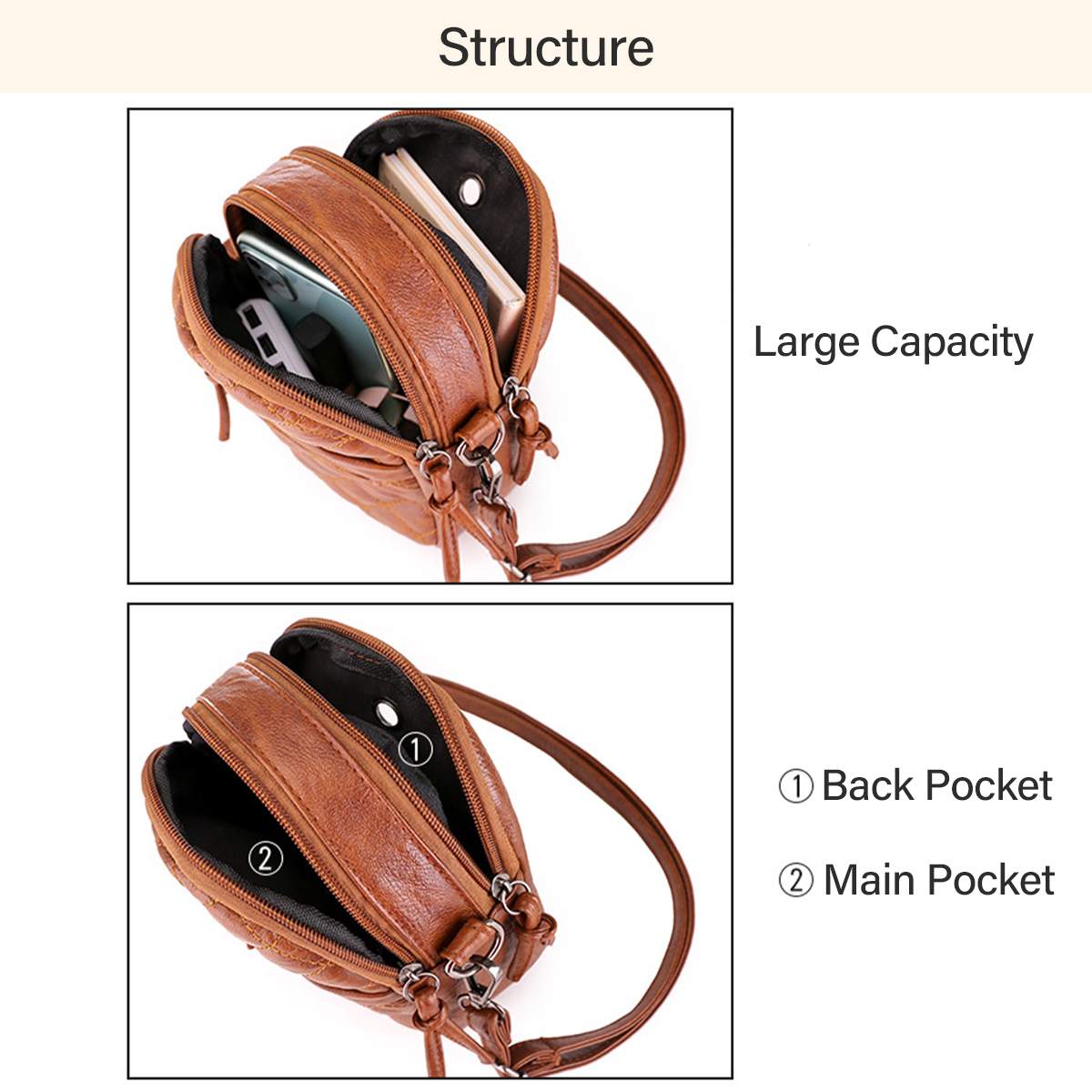 Phone Bag Wallet for Women Shoulder Bags Vintage PU Faux Soft Leather Waterproof Crossbody Handbag with Headphone Hole Gift