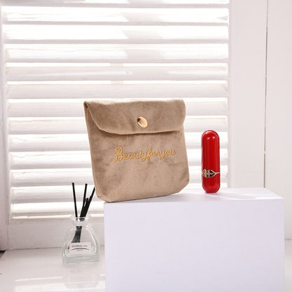 PURDORED 1 Pc Mini Lipstick Bag for Women Velvet Small Cosmetic Bag Travel Makeup Case Lipstick Organizer Pochette Maquillage