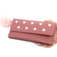 PU Leather Luxury Wallet for Women Card Holder Pure Color Heart-shaped hair Ball Female Purses Long Clutch Carteras