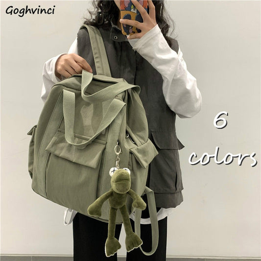 Backpacks Women Nylon Students Multi-pockets Safari-style Harajuku Ins Leisure Large Capacity Travel Bags Teenagers Chic Trendy