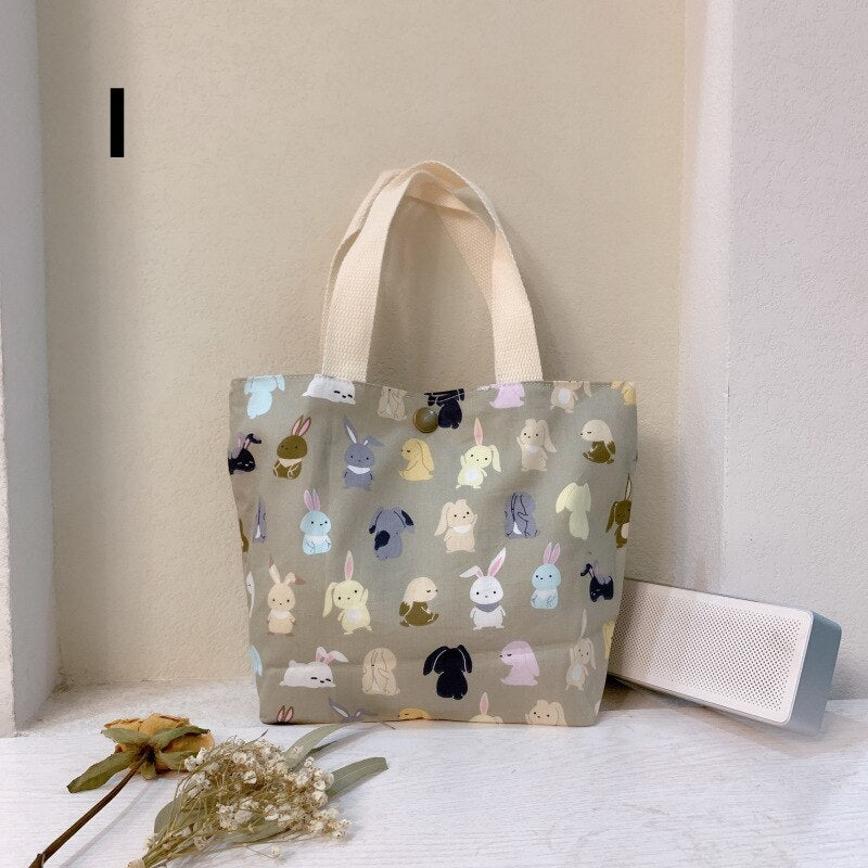 Fresh Canvas Bag Women&#39;s Hand Bag Cotton Linen Cloth Art Mummy Bag Handbag Mini Flower Bag Double Sided