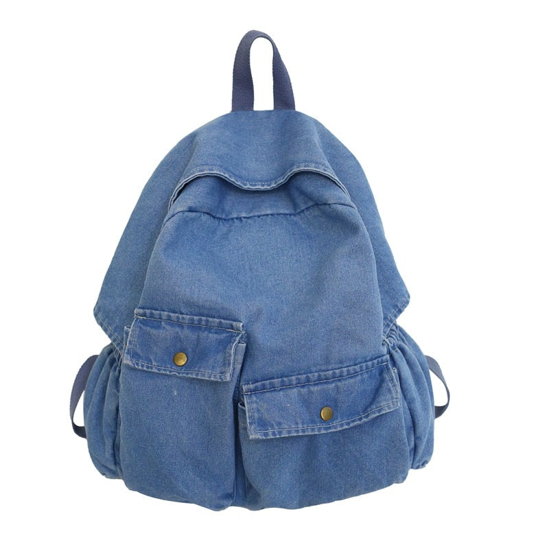 New  Women Denim Backpack Female Personality Travel College Style Casual School Bag