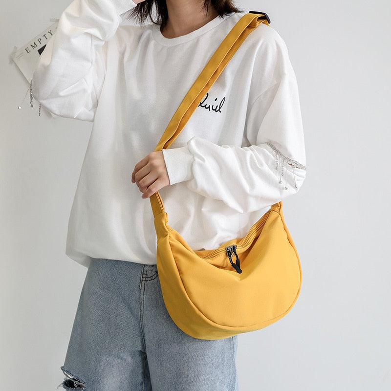 Tilorraine new Korean style simple nylon cloth messenger bag women&#39;s fashion dumpling shoulder bag student crossbody bags