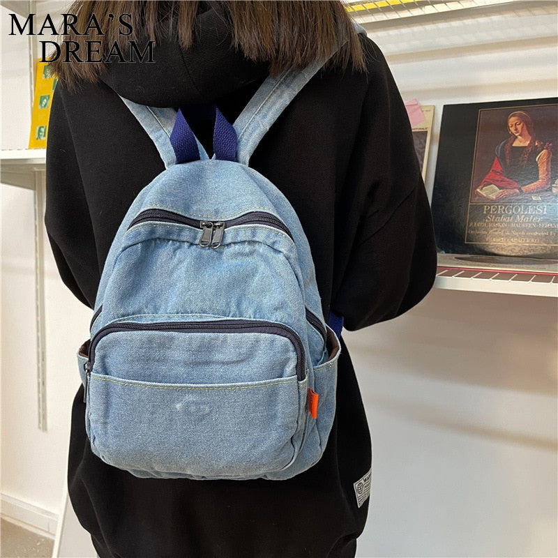 Mara&#39;s Dream Casual Large Capacity Denim Women Backpacks High Quality Ladies Daily Travel Bag Teenagers Girls School Schoolbag