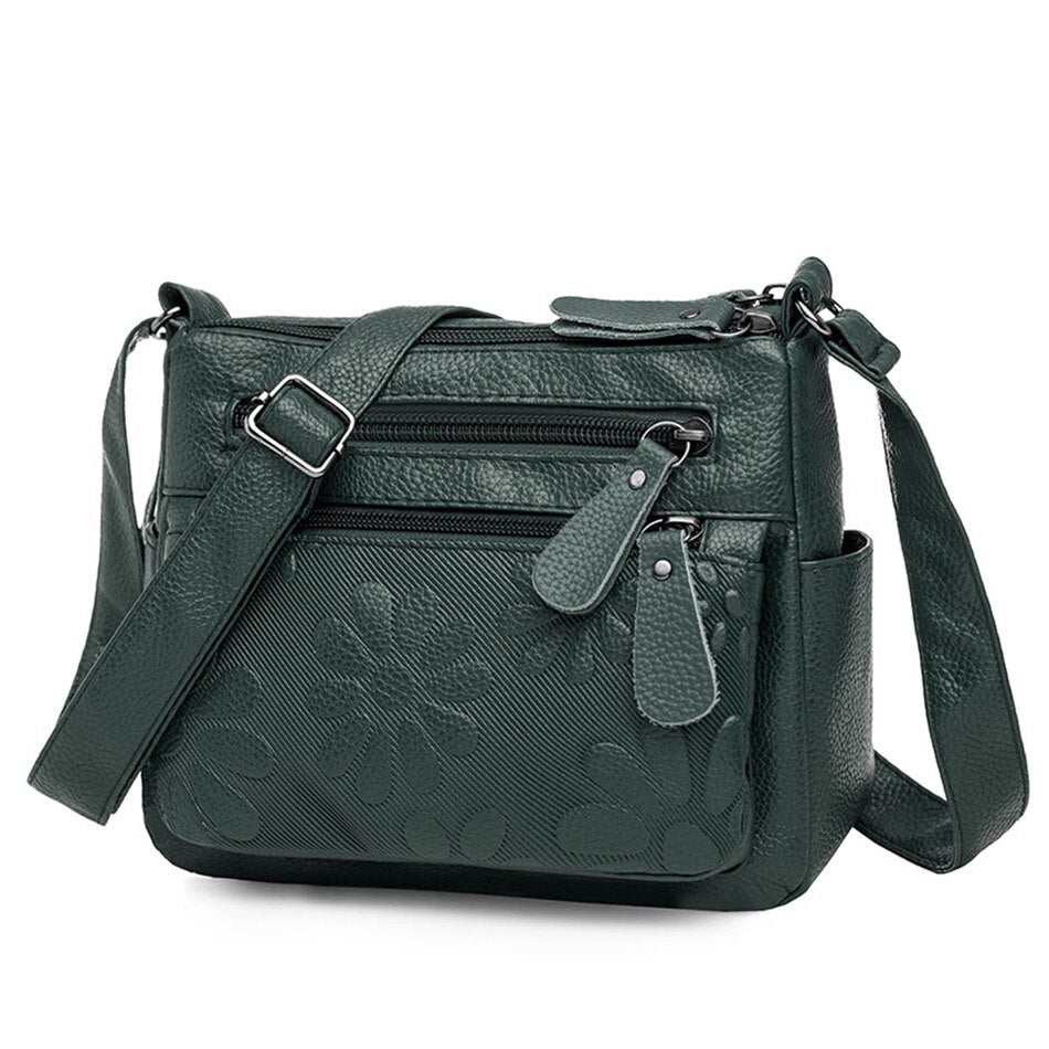 2 Layers Casual Women's Bags New Small Printing Shoulder Crossbody Handbags and Purse Multi-pocket Leather Messenger Sac Bolsa