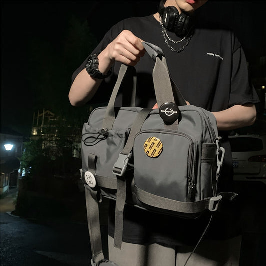 Messenger bag men&#39;s fashion tooling wrapping machine can bag handbag large-capacity street ins trend shoulder bag cool