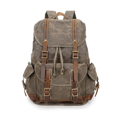 Vintage Oil Wax Canvas Backpack Men Waterproof Travel Shoulder Bag High Quality Fashion Student Bag Laptop Male Backpack