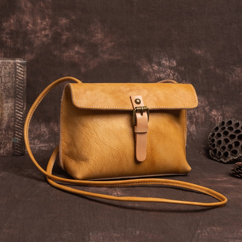 Johnature Vintage Genuine Leather Women Small Bag Versatile Leisure Natural Soft Cowhide Solid Color Shoulder &amp; Crossbody Bags