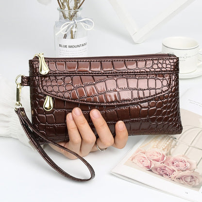 Red Black Leather Clutch Purse Women&#39;s Wallets Fallow Long Ladies Double Zipper Wallet Clutch Bag Party Design  Crocodile Purses