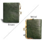 Women&#39;s Wallet Short  Bifold Retro Multifunction Coin Purse with Zip and Kiss Lock Green PU Leather Female Short Purses