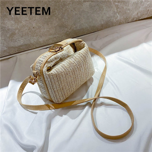 Women&#39;s Bag Korean Summer Straw Woven Handbag Fashion Clutch All-match Shoulder Bag Diagonal Bag Purse Fashion Tote Bag