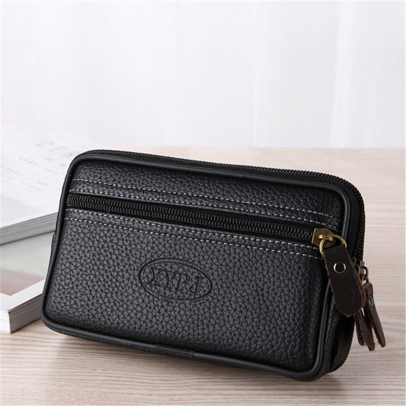 Mobile Phone Waist Bag For Men Testificate Belt Bag Leather Coin Purse Strap Pocket Cellphone Bag Clutch Bag Belt Waist Packs