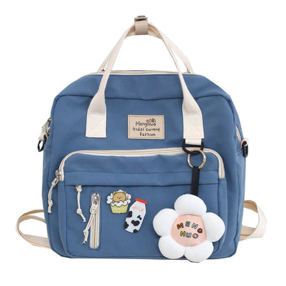 Lovely Multifunctional Backpack Teenage Girl Ring buckle Portable Travel Bag Female Small Schoolbag Badge Women Backpacks