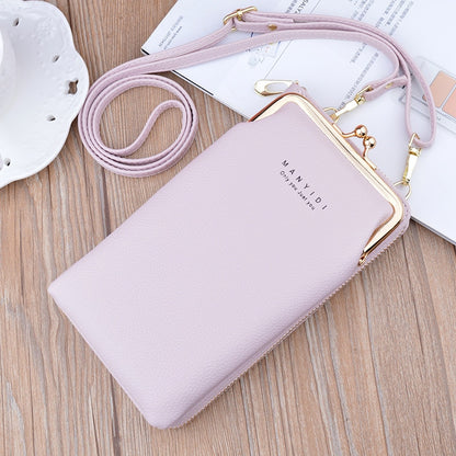 Letter Print Women&#39;s Wallet Pu Leather Shoulder Bag Female Zipper Coin Purses Card Holder Ladies Mobile Phone Handbag Pockets