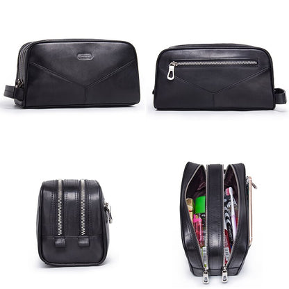 Contact&#39;s Genuine Leather Men&#39;s Cosmetic Bags Case Travel Organizer Men Toiletry Bag Luxury Brand Makeup Bags Large Capacity