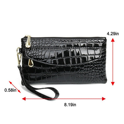 Red Black Leather Clutch Purse Women&#39;s Wallets Fallow Long Ladies Double Zipper Wallet Clutch Bag Party Design  Crocodile Purses