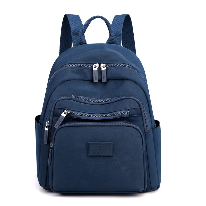 New Dark Green Women&#39;s Backpack Waterproof Nylon Backpack Student School Bag Suitable For Girls&#39; Small Travel Rucksack