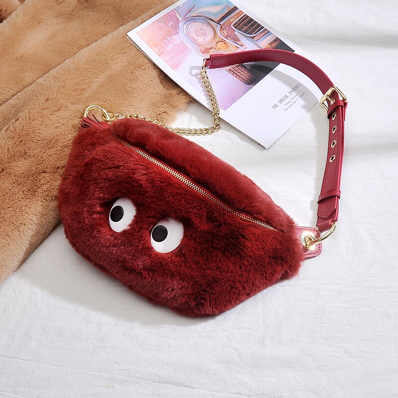 Bemoreal Mini Wallet Women Faux Fur Big Eyes Coin Bag With Zipper Fashion Small Purse Female Tassel Sweet Key Wallets