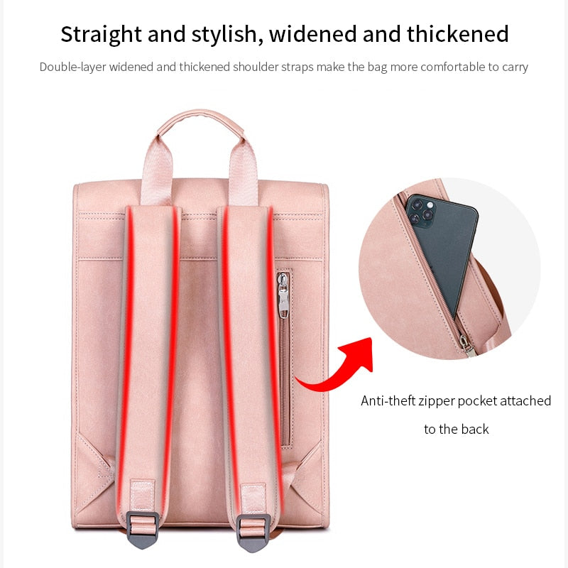 New Style 13inch14inch15inch Waterproof PU Leather Laptop Backpack for Men and Women School Bag Computer Travel Business