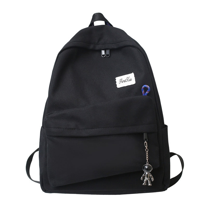 Fashion Solid Color Canvas Backpack Men Black Laptop Backpacks Teenage Girls School Bag College Women Bookbag Unisex Rucksack