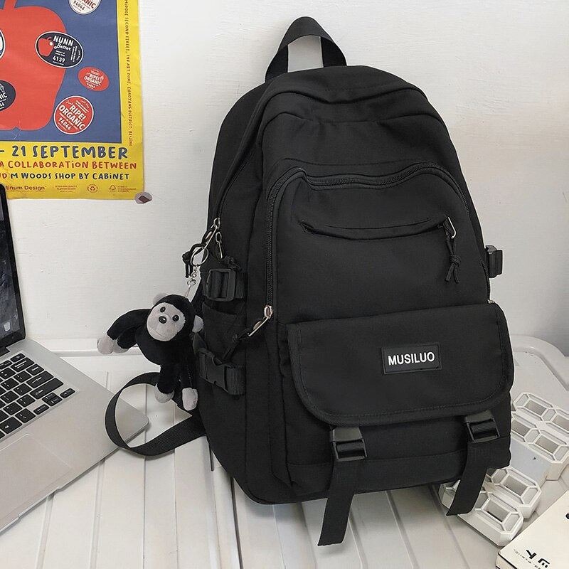 Waterproof nylon backpack men backpack men large capacity trend black work kit color high school students schoolbag women