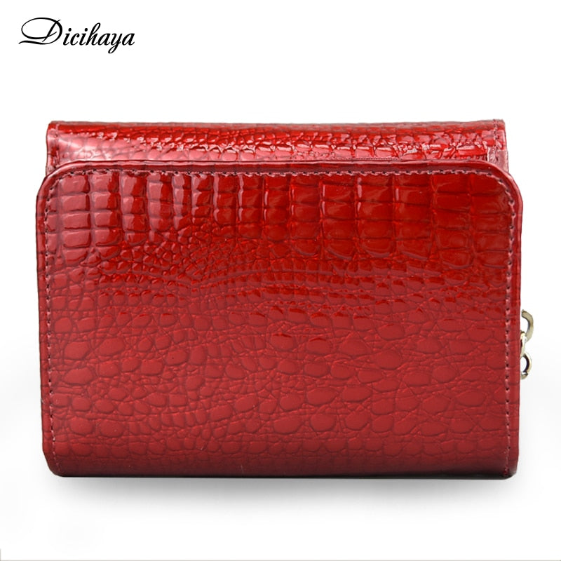 DICIHAYA Short Wallet Women Coin Wallets Red Coin Purse Genuine Leather Lady Zipper Design With Coin Purse Pockets Small Wallet