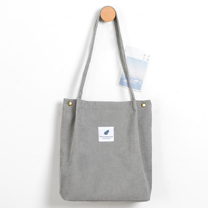 Corduroy Totes Bag Women&#39;s Shoulder Handbags Big Capacity Shopping Bag For Work Beach Lunch Travel Grocery