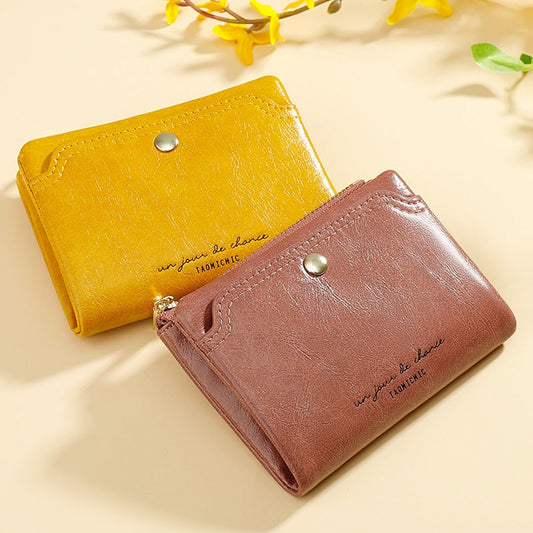 New Fashion Fold Short Wallet For Women&#39;s Soft PU Leather Zipper Design Mini Coin Purse Card Holder Ladies Clutch Small Female