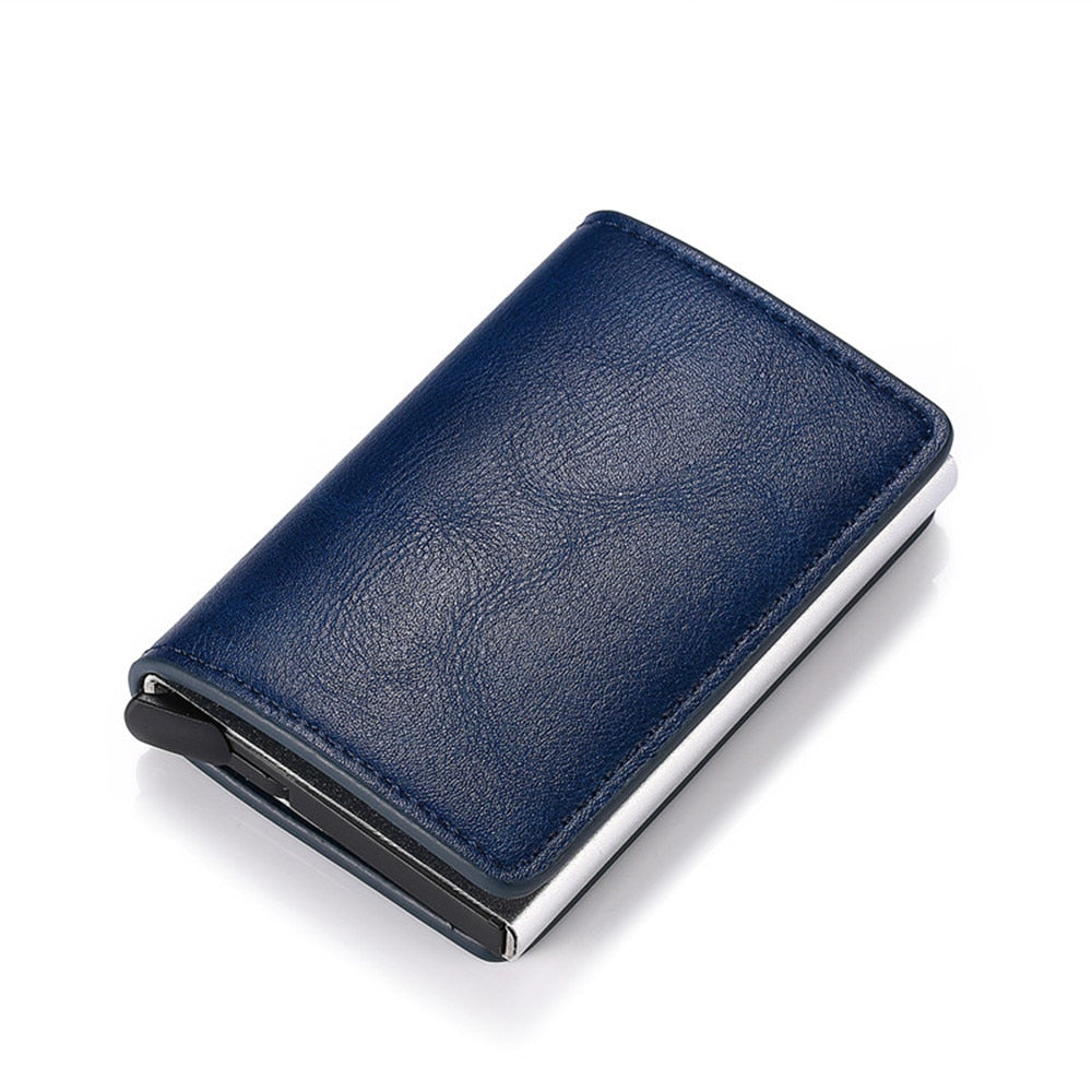 Business ID Credit Card Holder Men Women Coin Leather Wallet RFID Aluminium CardHolder Box with Money Clips Purse